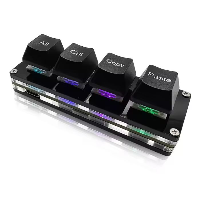 Mini Teclado Mecánico RGB Gaming Con 4 Botones De Selección Todo Copiar Pegar Macro Pad Ctrl a X C V Teclado Inalámbrico Para Desktop Laptop OSU Key - 1