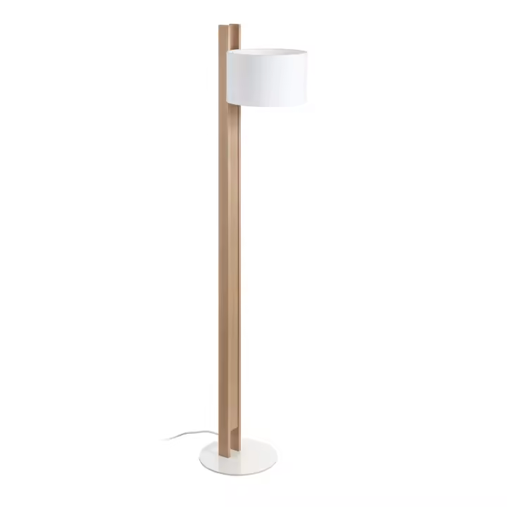 Novolux Lighting - Lámpara de pie- COMPACT, uso interior, E27, ø45, 40W, algodón, blanco, madera haya, ø25, IP20, interior - 1