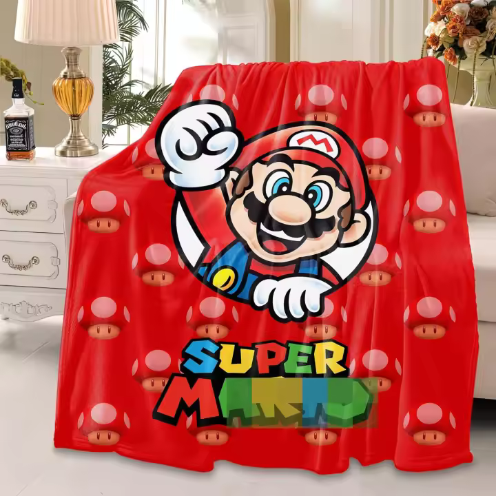 Manta de Super Mario de franela suave para niños y adolescentes, manta ligera para sofá de Anime, cama, dormitorio, regalo - 1