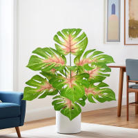 Planta Artificial De Monstera 60-100cm (39.4 Pulgadas) Árbol De Palma Falso Hoja De Tortuga Verde Para Decoración De Hogar Jardín Habitación Oficina - details 24
