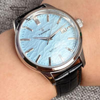 Reloj Automático Tandorio Para Hombre 40mm Doble Domed Sapphire NH35 Water Resistance 20BAR Con Fecha Y Espalda De Vidrio En Cuero Polido - details 2