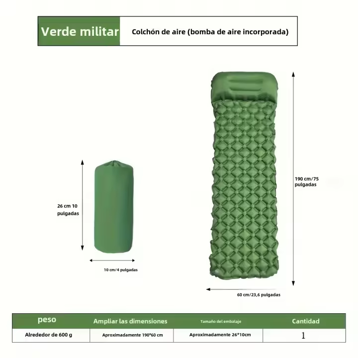 Nueva Manta De Descanso Para Camping Inflable Ultraligera Con Almohadilla Y Soporte Cabeza Para Viajes Y Senderismo - 1