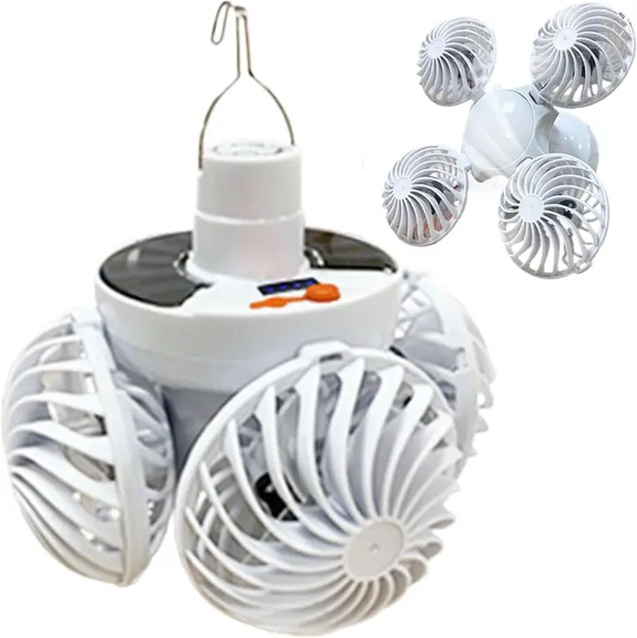 Genérico Ventilador De Techo Con Luz - Ventiladores De Techo Con Luz,Con Lámpara Plegable Y Gancho Para Hogar Camping Cobertizo Granja Invernadero Almacén Tienda - 1
