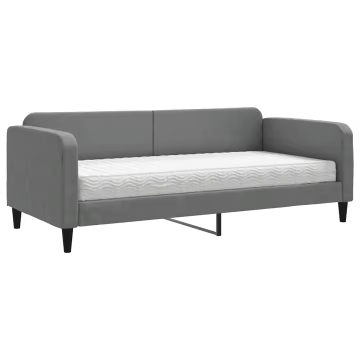 vidaXL Sofá cama con colchón tela gris oscuro 90x190 cm - 1
