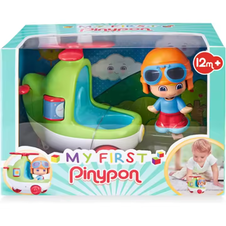 Pinypon - My First, Happy Vehículos Helicóptero, Mi primer helicóptero  Incluye la figura  con caras diferentes, FAMOSA 700016383 - 1