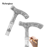 Bastón De Moda Elegante Con Patrón De Lobo 90cm Punta De Goma Material De Eje Acero Manija Decorativa Para Fiesta Y Cosplay - details 1
