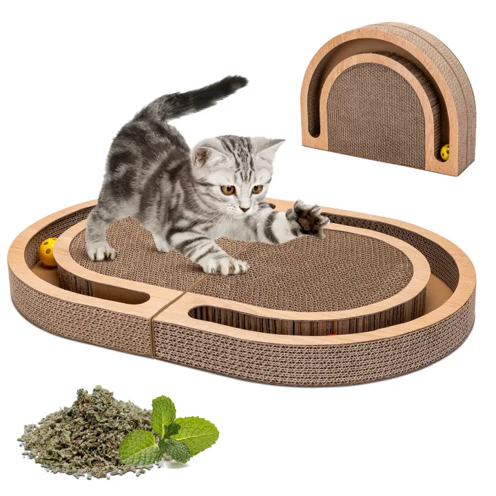 Nobleza - Rascador para Gatos 2 en 1 con Juguete de Bola + Hierba Gatera - Rascador Grande 60x40x5cm para Gatos de Interior - 1