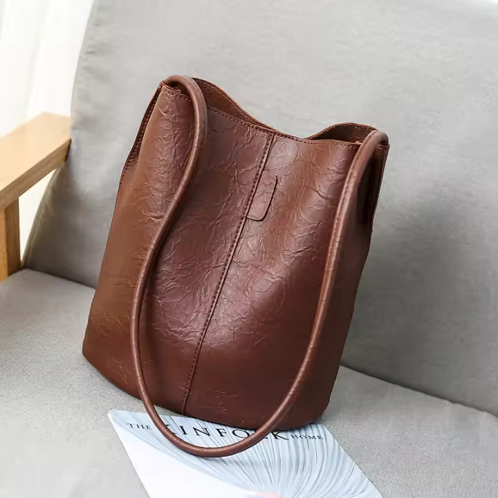 Bolso de hombre Vintage de gran capacidad para Mujer, Bolso Cruzado informal de cuero PU, Color sólido, Bolso de - 1