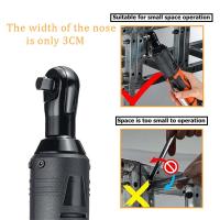 12V/18V Destornillador eléctrico inalámbrico Llave de carraca de ángulo recto 3/8 pulgadas Taladro de impacto Extracción de tornillo Tuerca Herramienta de reparación de coches - details 1