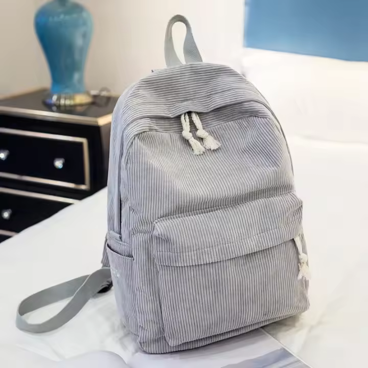 Mochila De Corduroy Personalizada Para Mujer Estilo Clásico Campus Antirrobo Con Mangueras Suaves Bolsa De Escuela Para Adolescentes Unisex - 1