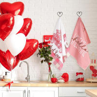 Toallas De Cocina Para Día De San Valentín 2 Piezas Cuadros Rosa Y Blanco 40*60cm Corazones Impresión Camión Amor Toallas De Té Adecuadas Para Cocinar - details 3