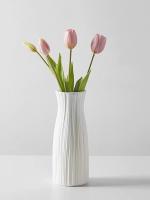 Vaso De Flores Moderno En Blanco De Plástico Decoración Nórdica Para Sala De Estar Arreglo Floral Ornamento De Hogar - details 3