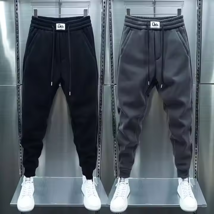 Pantalones De Veludo Grueso Para Hombre Moda Callejera Otoño Invierno Talla Grande Pantalones Anchos Para Jovenes Gimnasio Estilo Casual Con Bolsillos - 1
