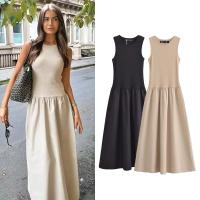 TRAF Vestidos Largos Elegantes para Mujer – Sin Mangas, Estilo Casual y de Fiesta, Moda Y2K Primavera, en Color Caqui o Negro - details 2