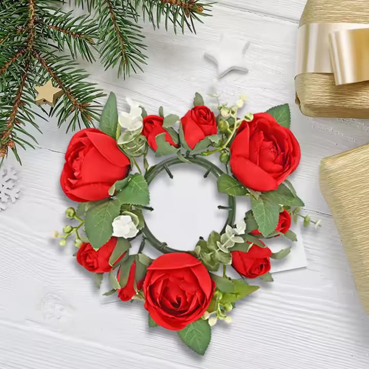 Anillo De Vela Para Coronas Artificiales De Flores Verdeza Rosa Decoración Para Sala De Estar Puerta Mesa Pascua - 1