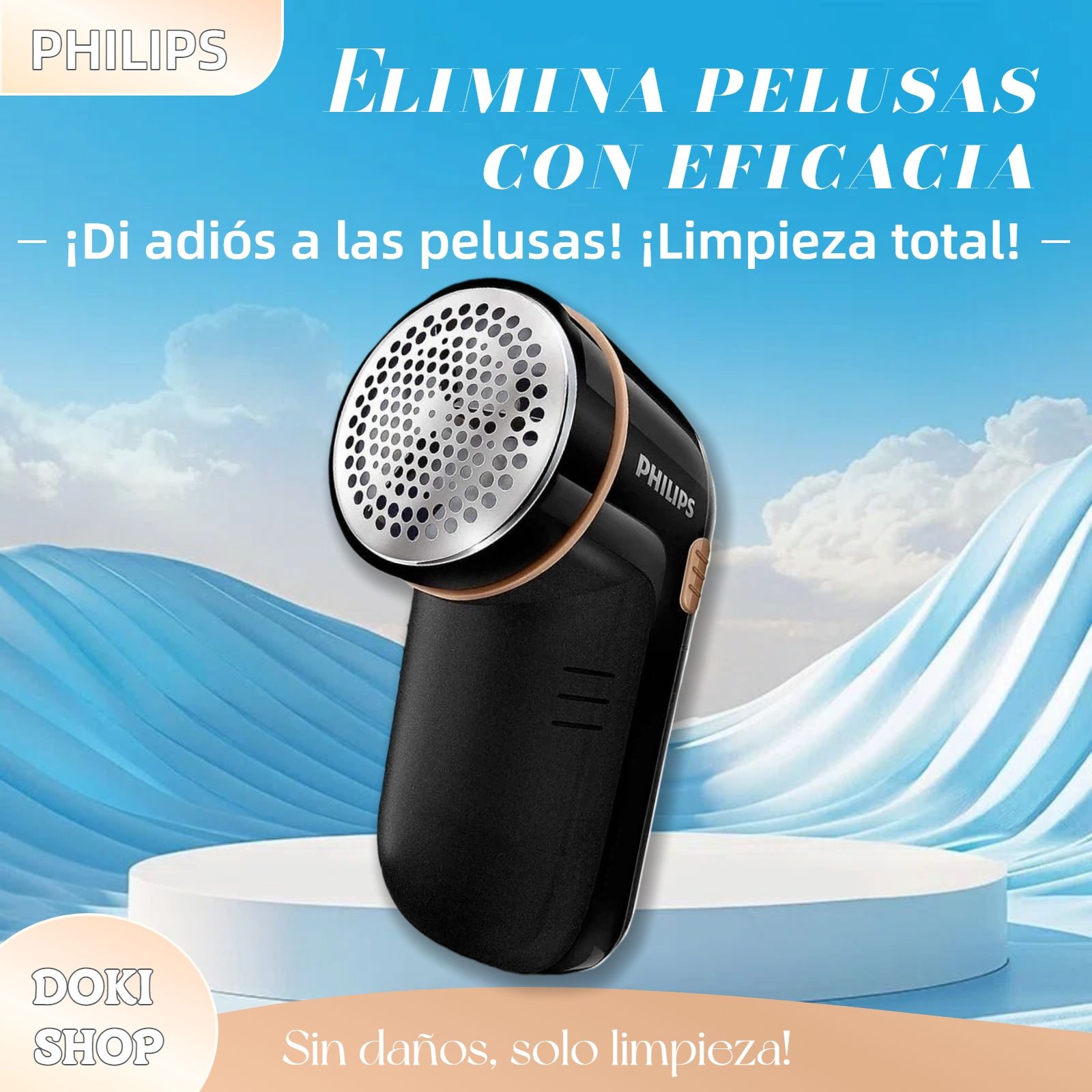 Philips GC026/80 eliminador de pelusas eléctrico familiar para ropa, afeitadora de ropa, depósito fácil de limpiar