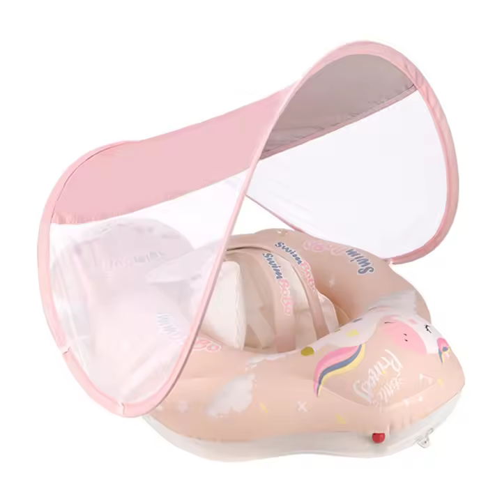 Anillo de natación para bebés Swimbobo, anillo para la zona prona, anillo de natación para niños, anillo para axilas, protección solar, estilo poni rosa - 1