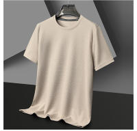 Camiseta Polo Corta Para Hombre Algodón Transpirable Estilo Casual Solido Con Splicing Redondo Cuello Tejido De Encaje - details 8