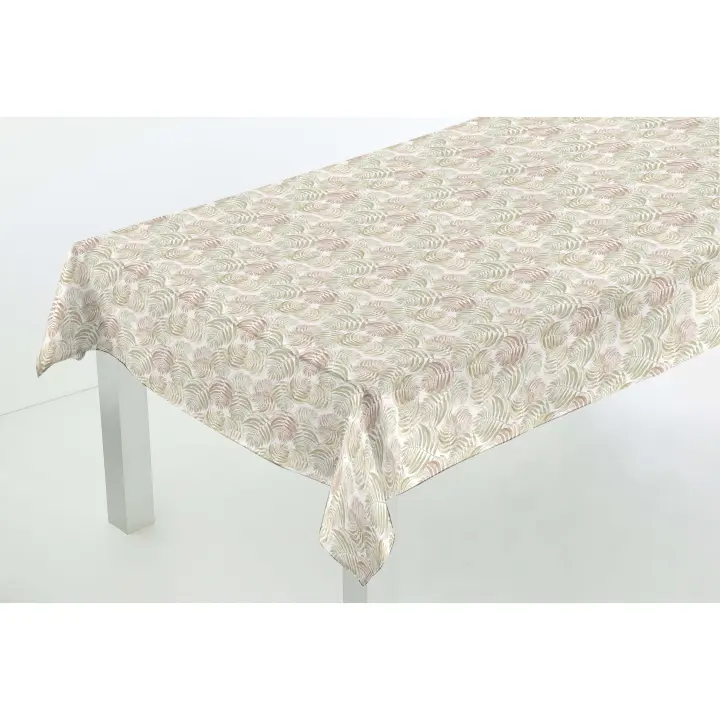 Mantel de Tela Resinada Antimanchas Hulehule Tex - Estampado Hojas Amarillas,beige y marrones - BARBADOS - 1