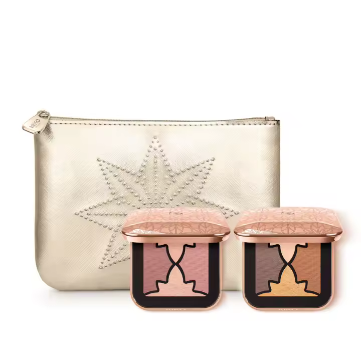 Pack rutina maquillaje KIKO MILANO eyeshadow set: MOONLIGHT TREASURE BRIGHT QUARTET EYESHADOW PALETTE 01 + EYESHADOW PALETTE 02 + Festive pochette - 1