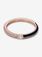 Pandora ME with pavé y Negro-Baño de Oro Rosa de 14 K Pandora - Anillo Doble - details 0
