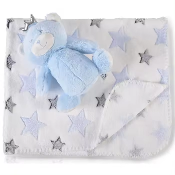 Cobertor de bebé com brinquedo Cangaroo Bear blue - 1