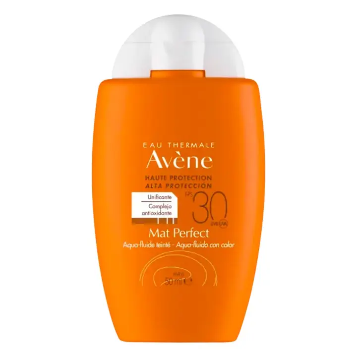 Avene Solar Mat Perfect Aqua Fluido Color SPF30 50ml - Protector Solar Alta Unificadora para Piel Sensible - 1
