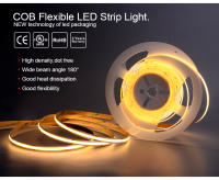 FCOB Tira De Luz LED COB 320/480 LEDs/m 16.4ft UL Listada Alta Densidad Flexible 3000/4000K RA90 Luces DC12V 24V Para El Hogar - details 1