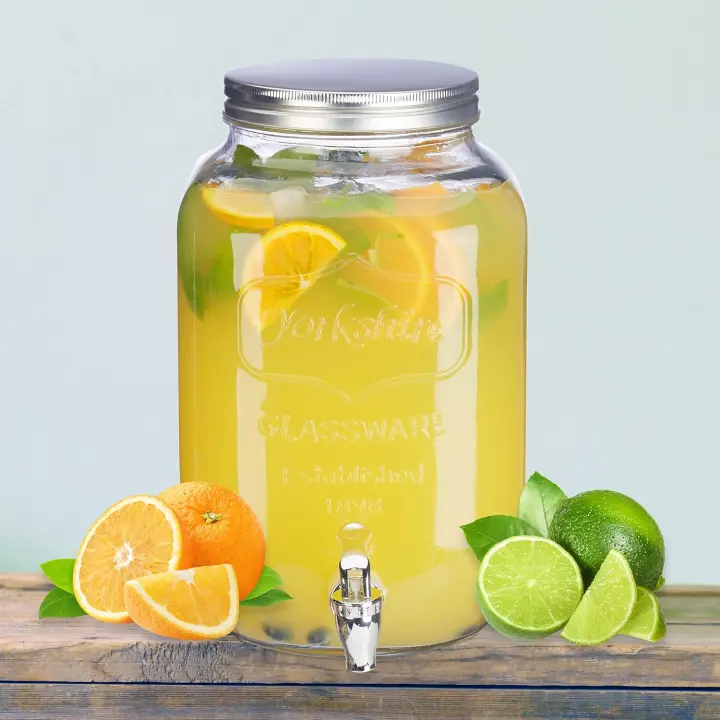 C.A - Dispensador de Bebidas Vintage de Cristal con Grifo - Expendedor de Refrescos Transparente- 3,5,8L - 1