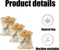 3PCS Bread Bag,Bread Bags,Bread Bags for Homemade Bread,Unbleached Natural Linen Reusable Food Storage for Homemade Artisan Bread with Drawstring - details 1