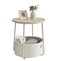 Mesa Auxiliar Redonda con Cesta de Tela - Espaciosa Mesa Lateral para Salón, Dormitorio o Mesita de Noche, Estilo Moderno, Disponible en Varios Colores - details 7