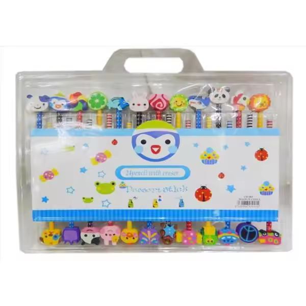 Pack 24 lapices con goma + bolsa de lunares de regalo - 1