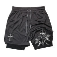 Shorts De Entrenamiento Para Hombres Con Estampado Cristianos 2 En 1 Para Correr Y Gimnasio Con Bolsillo Para Teléfono Y Anillo De Toalla - details 15
