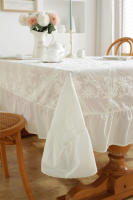 Mantel De Porcelana Azul Y Blanco Con Bordado En Algodón 100% Resistente Al Agua Y Aceite Con Borde De Hoja De Loto - details 16