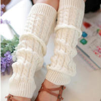 Calentadores De Pierna Para Mujer Lolita Long Socks Tejidos Cubren El Pie Mantienen Caliente Otoño Invierno Negro Blanco Twist Crochet Calcetines De Botín - details 7