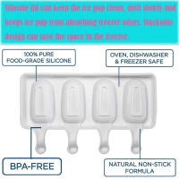 Molde De Hielo De Silicona Con 4 Agujeros Para Helado Y Postres DIY Herramienta De Fabricación De Popsicles Y Cubitos De Hielo Ecológica Y Resistente Al Calor - details 6
