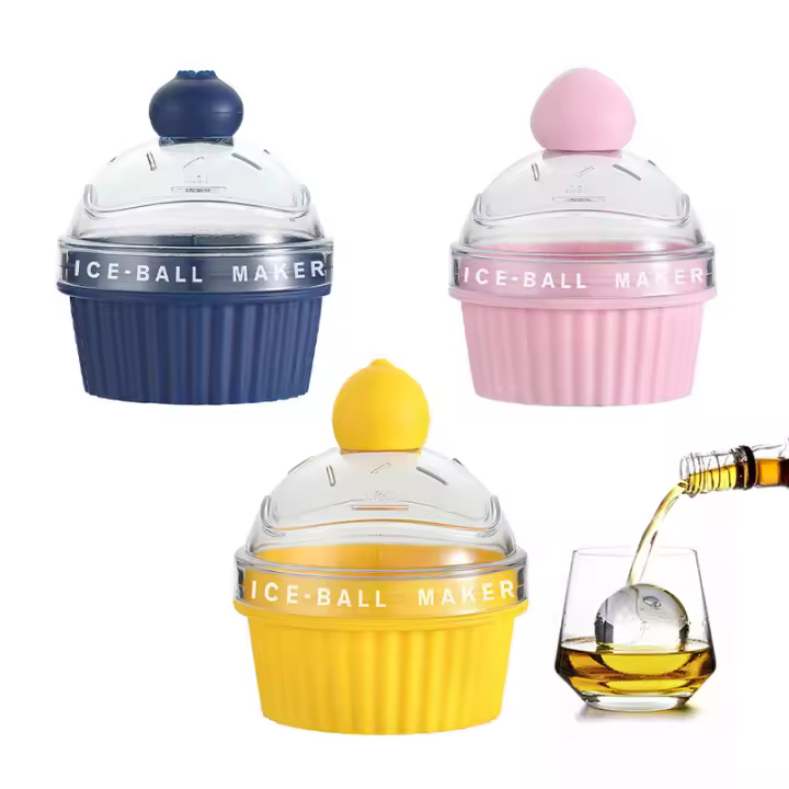 3-Pack de silicona y como moldes de bolas de hielo 6,7x6,7x8cm para whisky, postres de bricolaje, fácil liberación - 1
