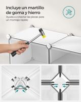 Zapatero Modular de Plástico con 6 Compartimentos y Puertas - Estantería de 30x40x30 cm por Cubo, Marco de Acero, Paneles de Plástico, Color Blanco - details 4