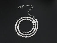 Collar De Tenis Oval Dainty Con Cristal CZ Dorado Para Mujer Joyería De Moda Para Boda Collar Geométrico De Cadenilla - details 4
