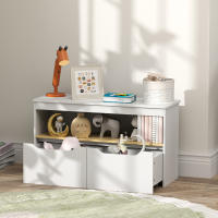 AIYAPLAY Estantería para Juguetes Infantil Librería Infantil con 2 Cajones y Compartimento para Salón Dormitorio Sala de Juegos 80x30x45 cm Blanco - details 1