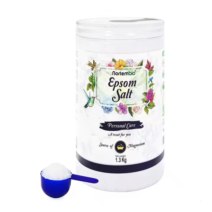 Nortembio. Sal Epsom 1,3g. Fuente Concentrada de Magnesio Natural. Hidratado con Vitamina C y E. Sal de baño 100% Pura. - 1