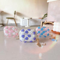 Funda Protectora Transparente Para Airpods 2 3 pro Y pro Max Con Colgante De Flores Rosa Y Morada TPU Suave Compatible Con Auriculares Bluetooth - details 1