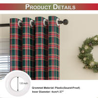 Cortinas De Navidad a Cuadros Térmicas Y Antipolvo Con Anillos Para Ventanas Cortina Negra Para Dormitorio Y Sala De Estar - details 17
