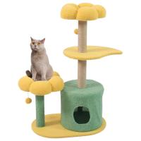 Cature,Torre Rascador para Gatos con Diseño de Flor, Casa y Plataformas, Verde y Amarillo, 55*36*89CM - details 0