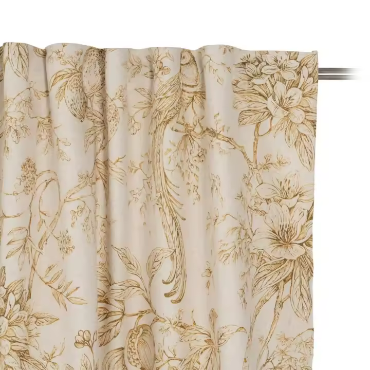 Cortina Blanco Mostaza Pájaro 140 x 270 cm - 1
