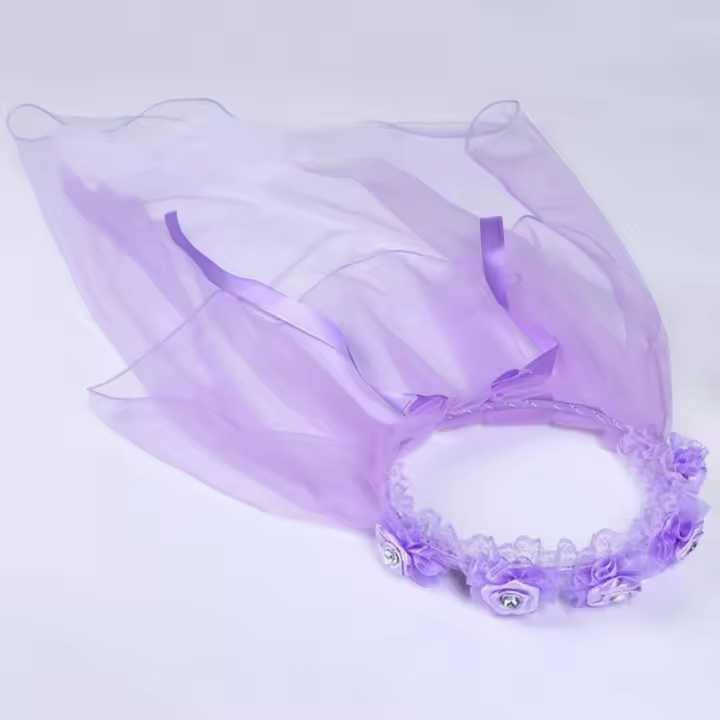 Diadema De Princesa Para Niñas Con Dos Capas De Tules Y Florales Encaje Estilo De Encaje Para Bodas Y Fiestas - 1