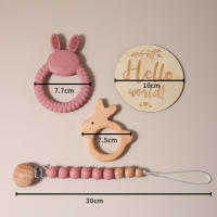Juego De Regalo Para Bebé Recién Nacido Mordedor De Silicona Conejito Juguete De Madera Rattle Accesorios Para Fotografía - details 8