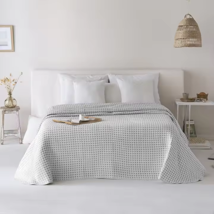 ETHERE MAISON - Colcha jacquard algodón Emily Aluminio - 1