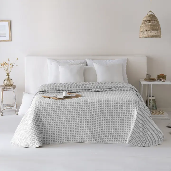 ETHERE MAISON - Colcha jacquard algodón Emily Aluminio - 1