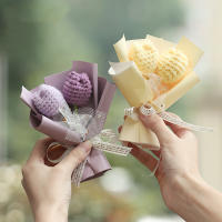 Mini Bouquet De Flores Artificiales Hacer Knit En Punto Girasol Tulipán Para Bodas Día De San Valentín Regalos De Cumpleaños Decoración Del Hogar - details 2